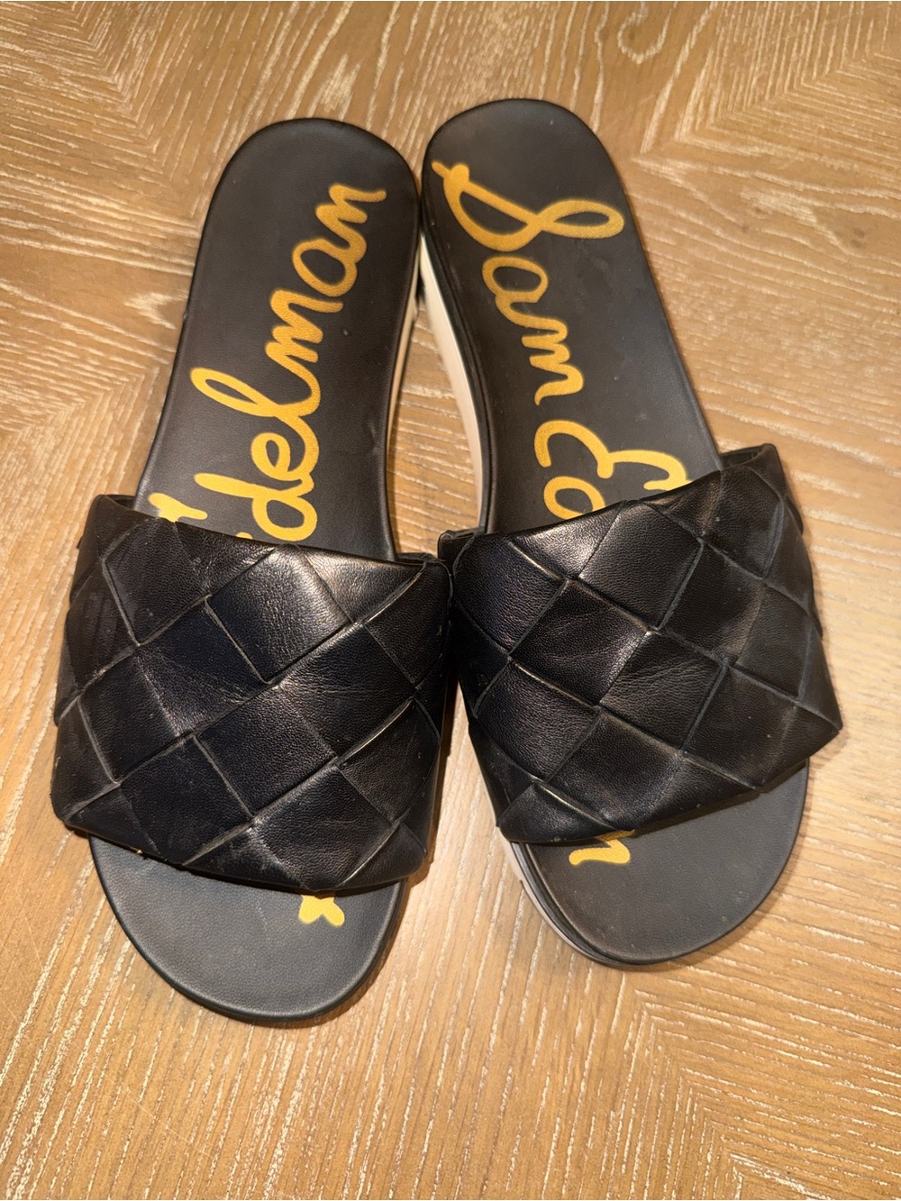 Sam Edelman Adaley Woven Leather Slide Sandal in Black Size 9